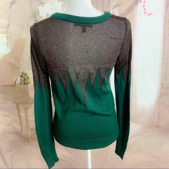 Lucca Couture Green Zig Zag Lurex Icicle Green Sweater - Picture 5 of 10